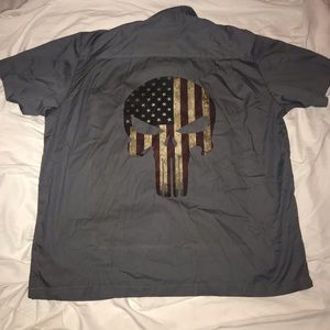 Punisher style American flag bowing shirt size XL